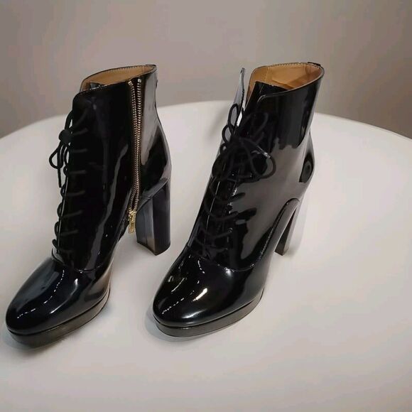 Calvin Klein Women's Black Patent Leather Platform Ankle Boots - Size 11 - Picture 2 of 10